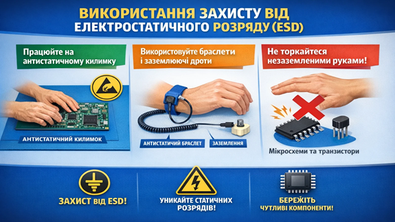 Рекомендації з безпеки під час роботи з електронними компонентами в навчальних проєктах